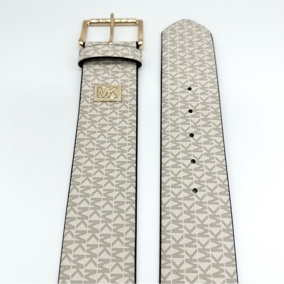 Michael Michael Kors Accessories Elastic Mk Logo Buckle White